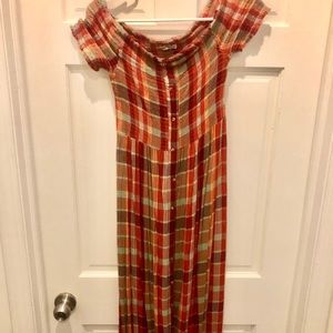 Off the shoulder checkered dress